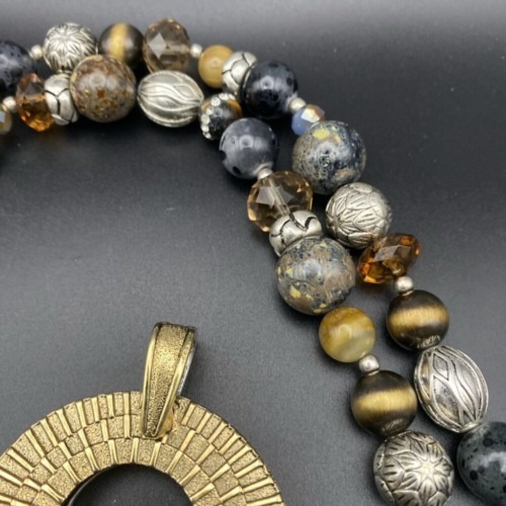 Premier Designs Necklace Bracelet Set Top Notch Pendant Reversible Gold Silver - Picture 9 of 16